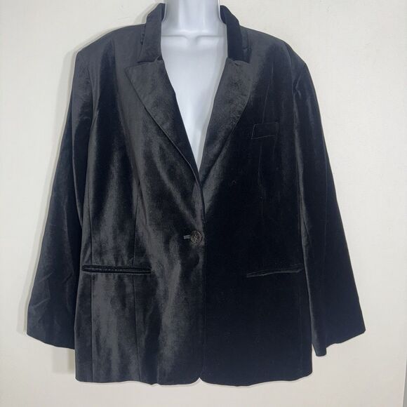 Chico's Black Velvet Blazer Special Occasion Day To Night Women Sz 3 - XL - Picture 1 of 12